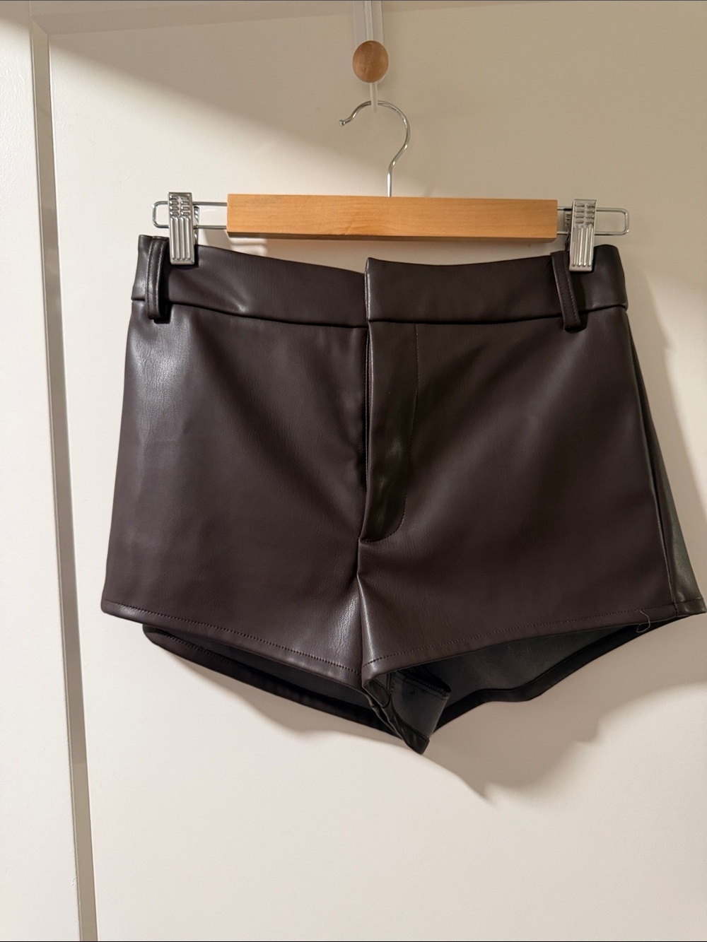High-Rise Faux Leather Black Shorts